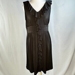 Isabella Rodriguez Women Sz M Dress Black Ruffle V-Neck Empire Waist Sleeveless